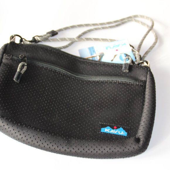 KAVU Pearrygin Pouch Cross Body Bag Mesh Zip Purse - Black - Picture 1 of 12